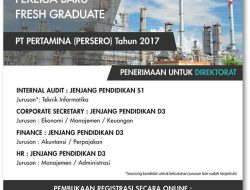 Penerimanaan #LowonganKerja Bagi Fresh Graduate PT Pertamina (Persero) Tahun 2017