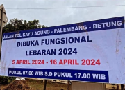 Jalan Tol Palembang - Betung di buka fungsional lebaran 2024